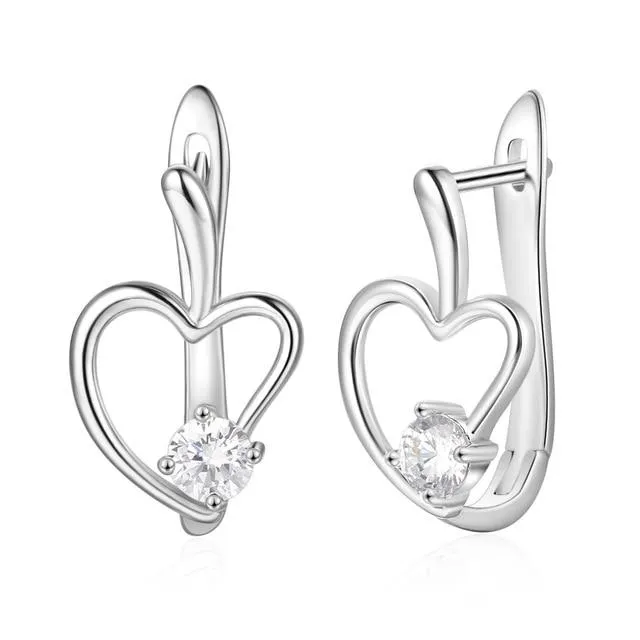 Earrings Solid 925 Sterling Silver Stud Earrings for Women Silver 925 Jewelry Women Cubic Zirconia Heart Leaf Earrings for Girls customjewelryan