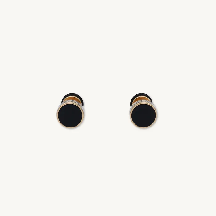 Earrings Unisex Circle Black Enamel Greek Stud Earrings Camile Stone