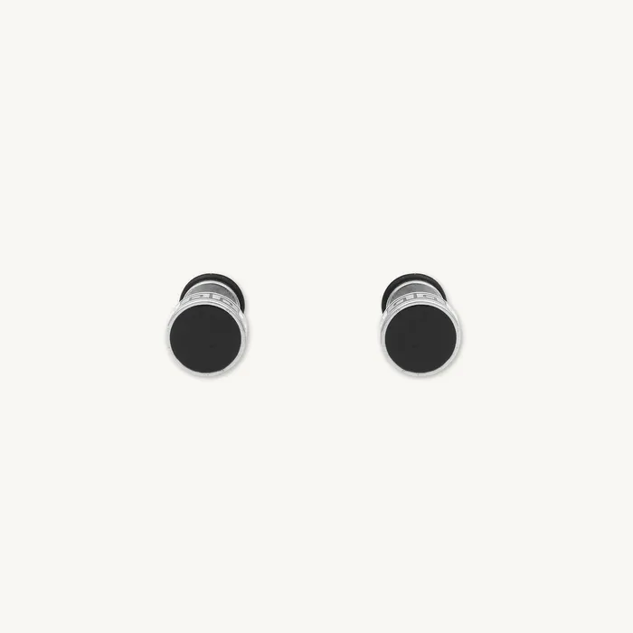 Earrings Unisex Circle Black Enamel Greek Stud Earrings Camile Stone
