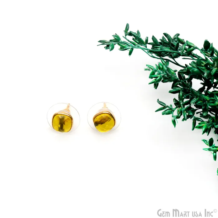 GemMartUSA Cushion Shape 6mm Gold Plated Stud Earring Earrings GemMartUSA Cushion Shape 6mm Gold Plated Stud Earring Earrings
