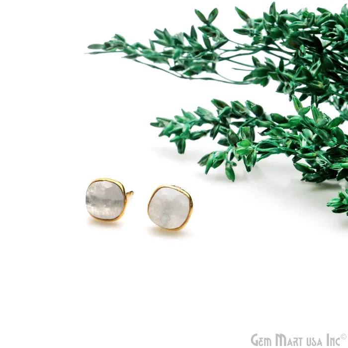 GemMartUSA Cushion Shape 6mm Gold Plated Stud Earring Earrings GemMartUSA Cushion Shape 6mm Gold Plated Stud Earring Earrings