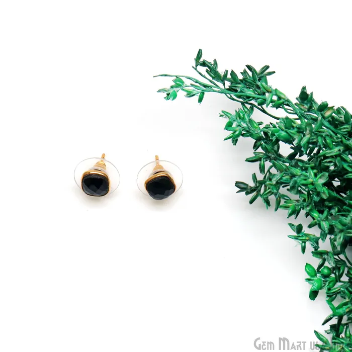 GemMartUSA Cushion Shape 6mm Gold Plated Stud Earring Earrings GemMartUSA Cushion Shape 6mm Gold Plated Stud Earring Earrings