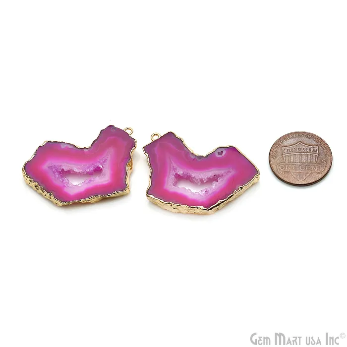 GemMartUSA Earrings Agate Slice 24x37mm Organic Gold Electroplated Gemstone Earring Connector 1 Pair GemMartUSA Earrings Agate Slice 24x37mm Organic Gold Electroplated Gemstone Earring Connector 1 Pair