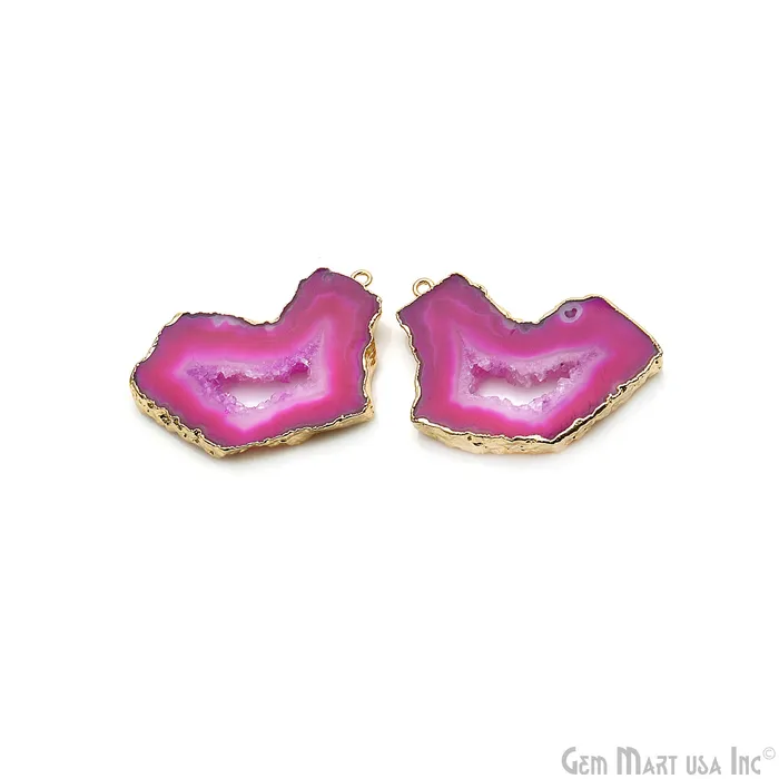 GemMartUSA Earrings Agate Slice 24x37mm Organic Gold Electroplated Gemstone Earring Connector 1 Pair GemMartUSA Earrings Agate Slice 24x37mm Organic Gold Electroplated Gemstone Earring Connector 1 Pair