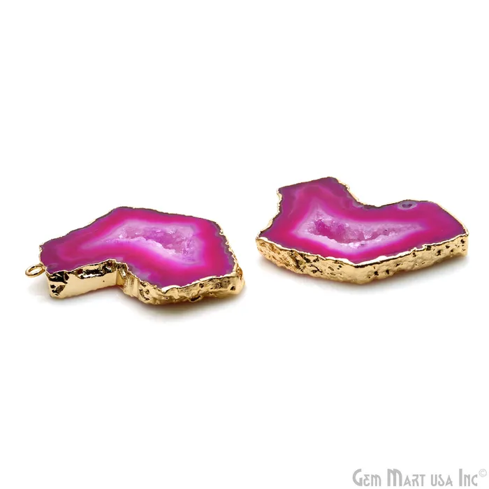 GemMartUSA Earrings Agate Slice 24x37mm Organic Gold Electroplated Gemstone Earring Connector 1 Pair GemMartUSA Earrings Agate Slice 24x37mm Organic Gold Electroplated Gemstone Earring Connector 1 Pair
