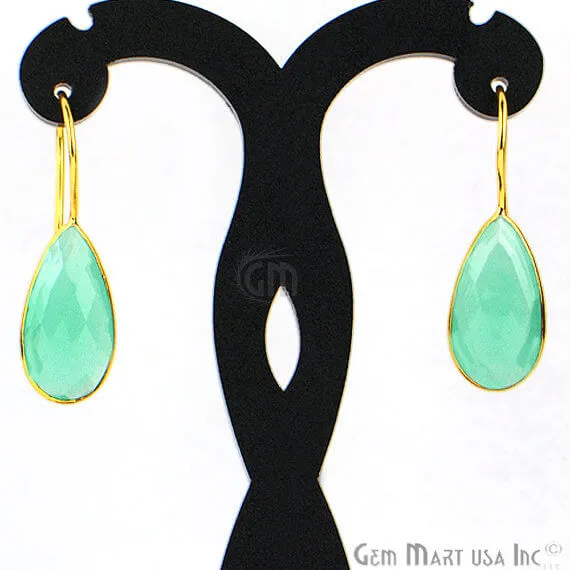 GemMartUSA Earrings Gold Plated Pears 11x35mm Gemstone Dangle Hook Earring Choose Your Gemstone 1Pair