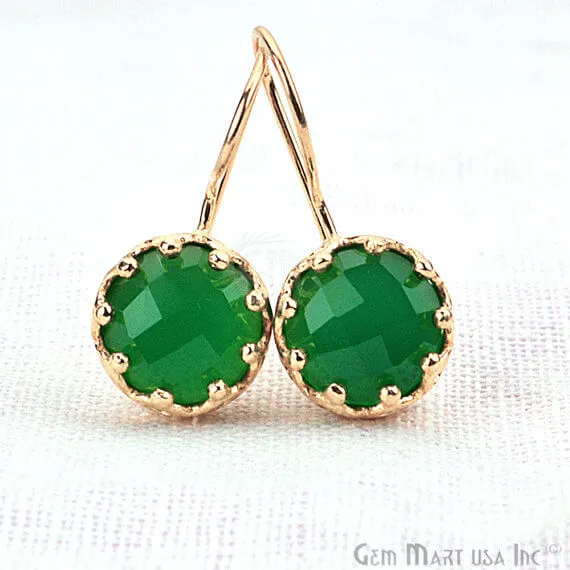 GemMartUSA Earrings Green Onyx 29x13mm Gold Plated Gemstone Dangle Earrings GOER90150