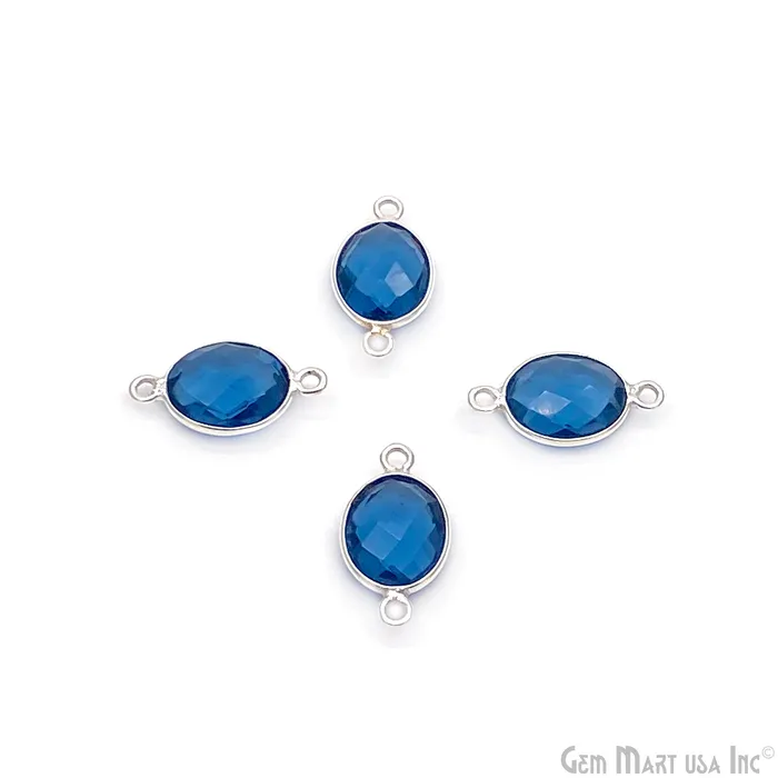 GemMartUSA Oval 10x12mm Double Bail Silver Bezel Gemstone Connector Rings