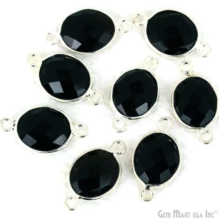 GemMartUSA Oval 10x12mm Double Bail Silver Bezel Gemstone Connector Rings