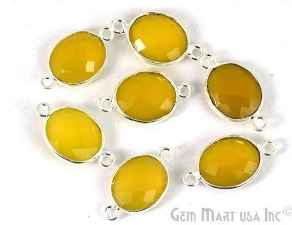 GemMartUSA Oval 10x12mm Double Bail Silver Bezel Gemstone Connector Rings
