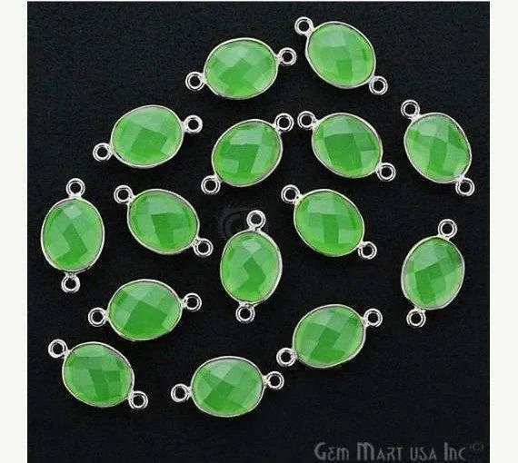 GemMartUSA Oval 10x12mm Double Bail Silver Bezel Gemstone Connector Rings