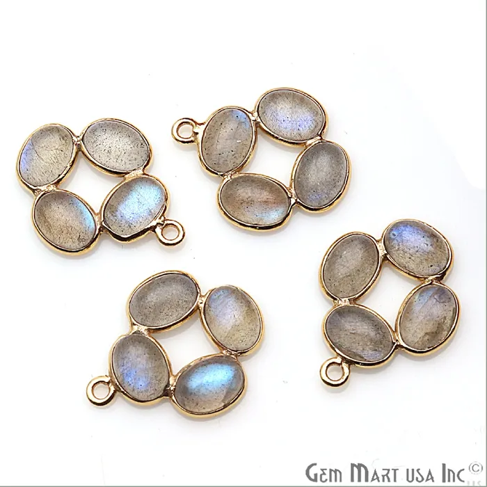 GemmartUSA PreStyled Sets DIY Labradorite Gold Plated 24x21mm Square Chandelier Finding Component