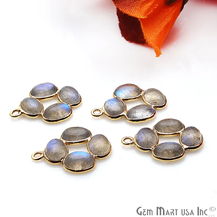 GemmartUSA PreStyled Sets DIY Labradorite Gold Plated 24x21mm Square Chandelier Finding Component