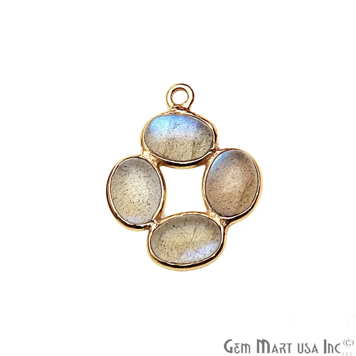 GemmartUSA PreStyled Sets DIY Labradorite Gold Plated 24x21mm Square Chandelier Finding Component