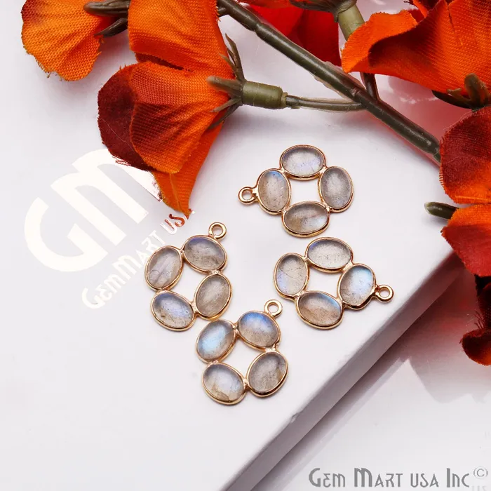 GemmartUSA PreStyled Sets DIY Labradorite Gold Plated 24x21mm Square Chandelier Finding Component