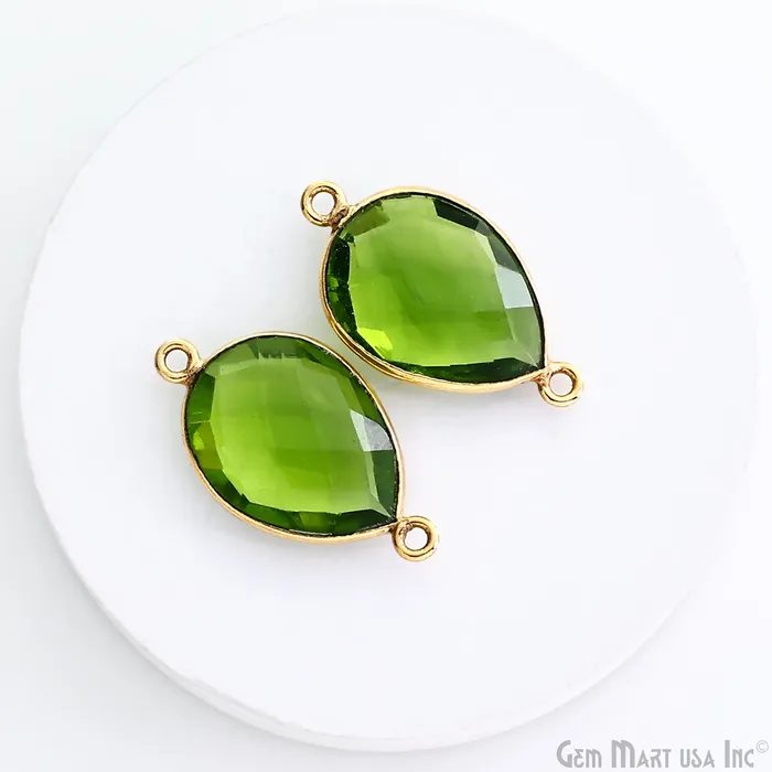 GemMartUSA PreStyled Sets Pears 12x16mm Gold Plated Double Bail Gemstone Bezel Connector