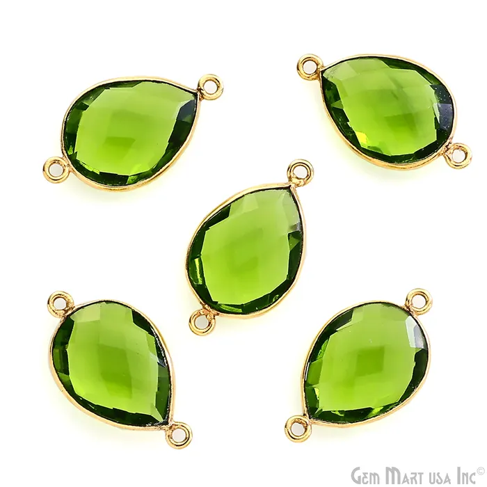 GemMartUSA PreStyled Sets Pears 12x16mm Gold Plated Double Bail Gemstone Bezel Connector