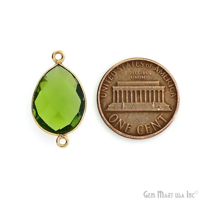GemMartUSA PreStyled Sets Pears 12x16mm Gold Plated Double Bail Gemstone Bezel Connector