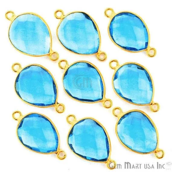 GemMartUSA PreStyled Sets Pears 12x16mm Gold Plated Double Bail Gemstone Bezel Connector