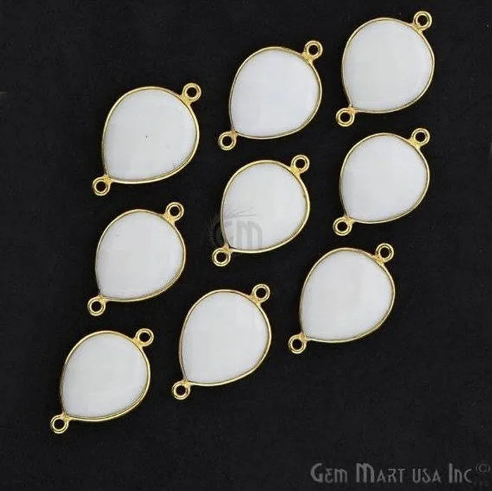 GemMartUSA PreStyled Sets Pears 12x16mm Gold Plated Double Bail Gemstone Bezel Connector