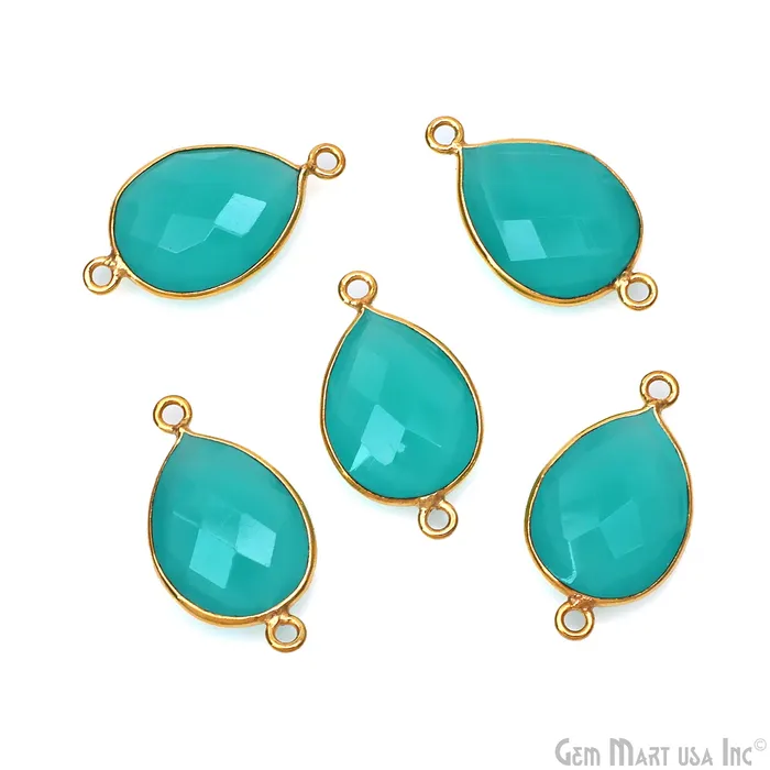 GemMartUSA PreStyled Sets Pears 12x16mm Gold Plated Double Bail Gemstone Bezel Connector