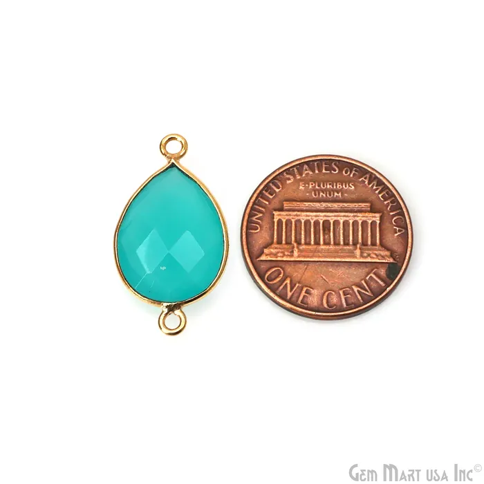GemMartUSA PreStyled Sets Pears 12x16mm Gold Plated Double Bail Gemstone Bezel Connector