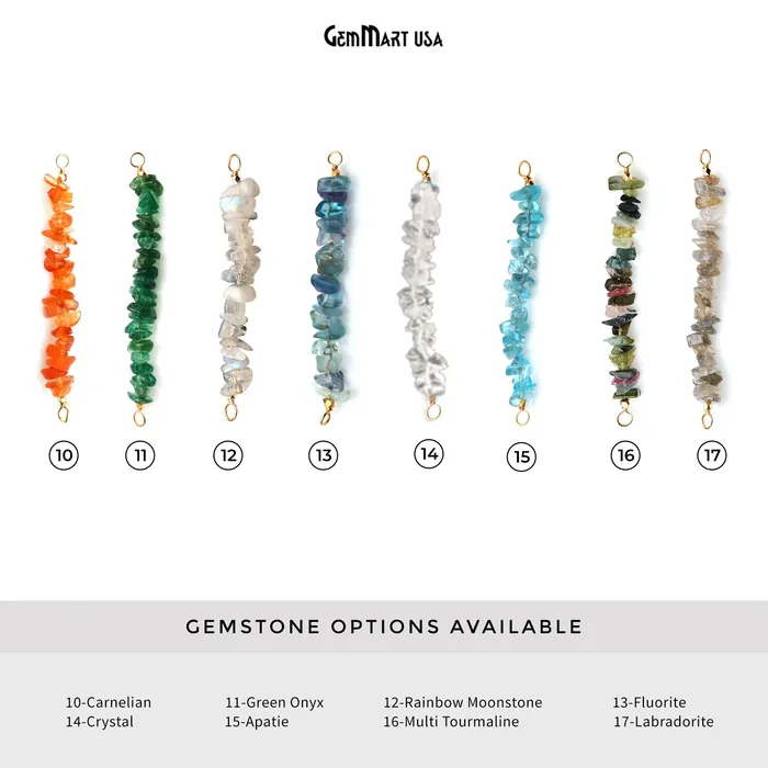 GemMartUSA PreStyled Sets Uncut Gemstone Beads Bar Gold Plated Wire Wrapped Pendant 50X9mm 2 Inch GemMartUSA PreStyled Sets Uncut Gemstone Beads Bar Gold Plated Wire Wrapped Pendant 50X9mm 2 Inch