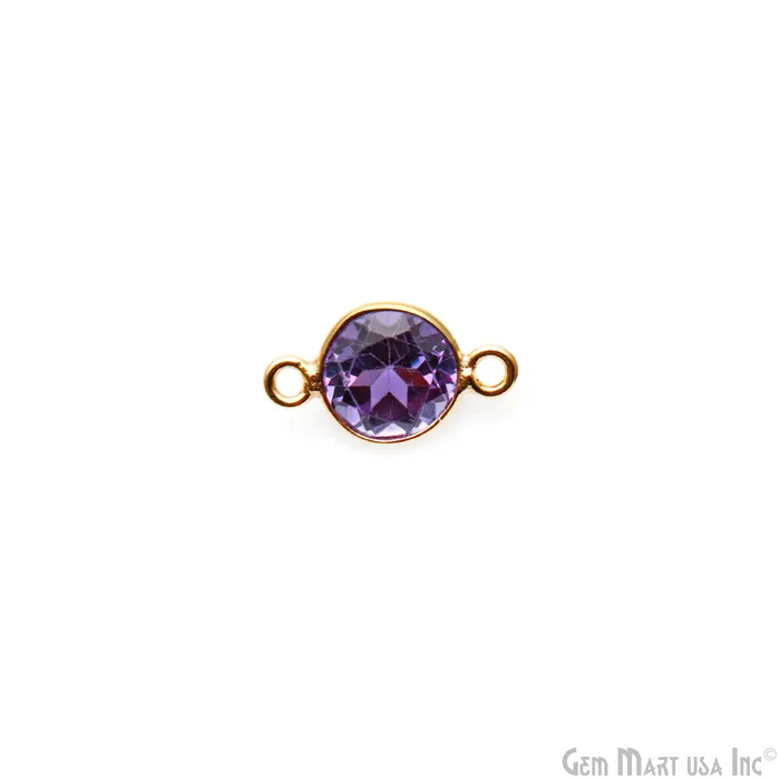 GemmartUSA Rings Alexandrite Cut Stone Round 8mm Double Bail Gold Bezel Connector