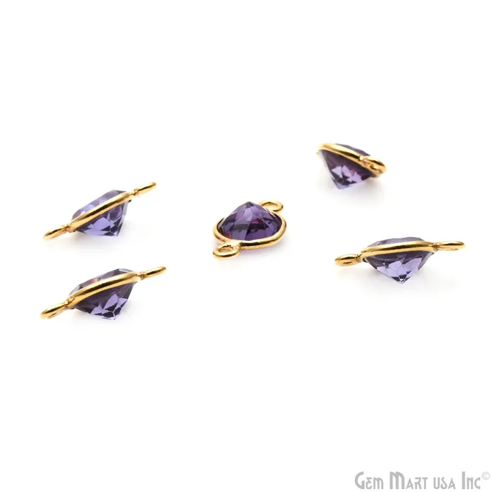 GemmartUSA Rings Alexandrite Cut Stone Round 8mm Double Bail Gold Bezel Connector