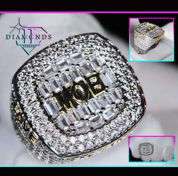 Lab Diamonds London Rings Mens Big Iced Out Ring Iced Out Super bowl Ring Mens Hip Hop Rings