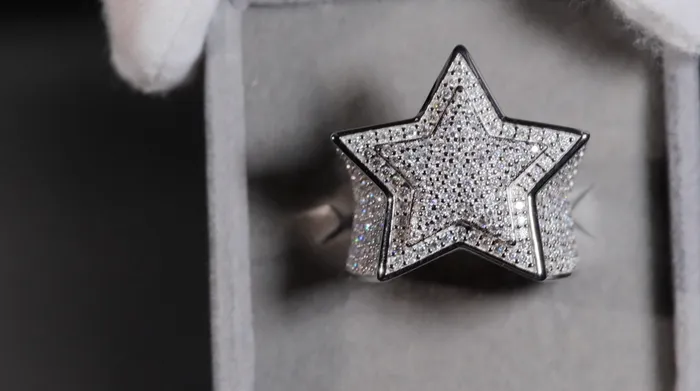 Lab Diamonds London Rings Moissanite Diamond Star Ring Iced Out Star Ring Hip Hop Star Ring