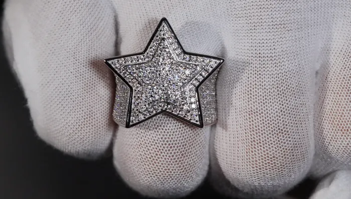 Lab Diamonds London Rings Moissanite Diamond Star Ring Iced Out Star Ring Hip Hop Star Ring