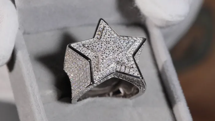 Lab Diamonds London Rings Moissanite Diamond Star Ring Iced Out Star Ring Hip Hop Star Ring