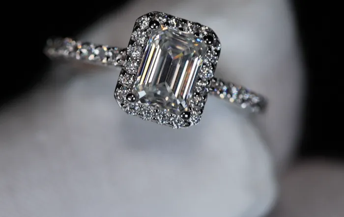 Lab Diamonds London Womens Moissanite Diamond Engagement Ring Emerald Cut Moissanite Diamond Ring Rings