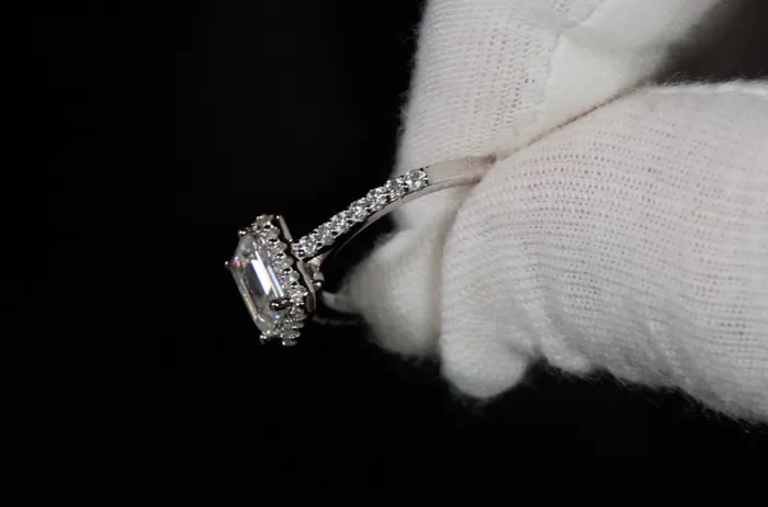 Lab Diamonds London Womens Moissanite Diamond Engagement Ring Emerald Cut Moissanite Diamond Ring Rings