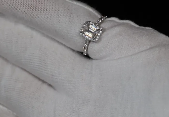 Lab Diamonds London Womens Moissanite Diamond Engagement Ring Emerald Cut Moissanite Diamond Ring Rings