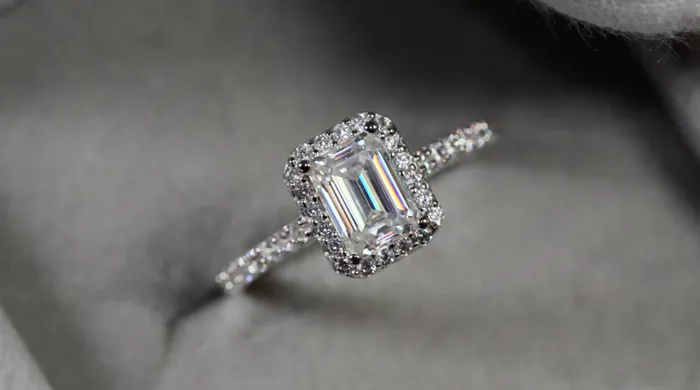 Lab Diamonds London Womens Moissanite Diamond Engagement Ring Emerald Cut Moissanite Diamond Ring Rings