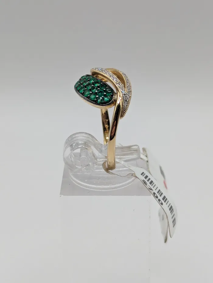 Ladies Solid 14K Yellow Gold 13 CT Emerald and Diamond Engagement Ring New item 22354310 STA Rings