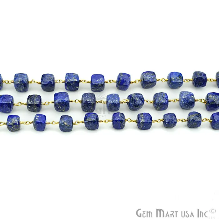 Lapis Lazuli Gold Plated Wire Wrapped Gemstone Beads Rosary Chain GemMartUSA PreStyled Sets