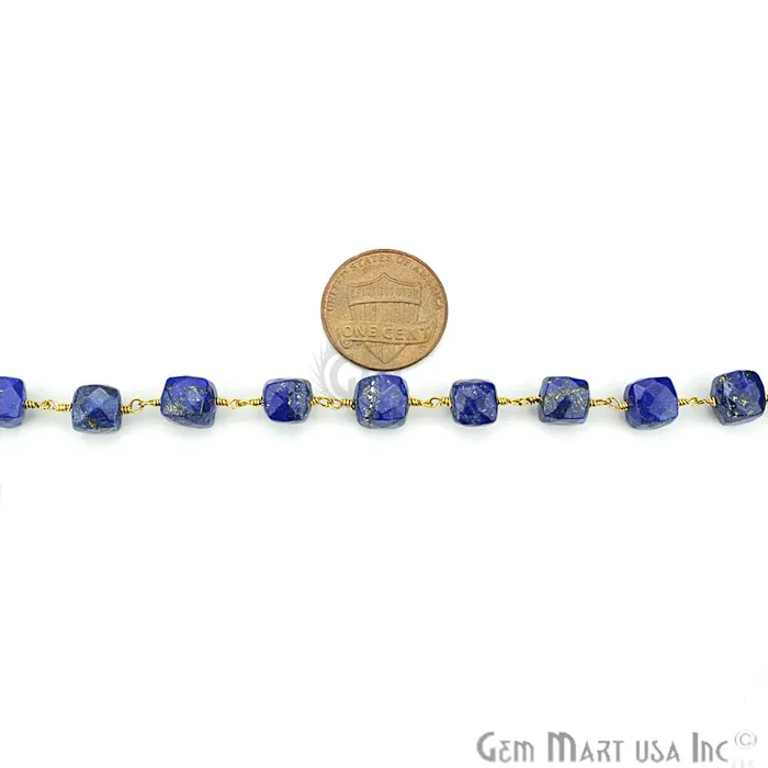 Lapis Lazuli Gold Plated Wire Wrapped Gemstone Beads Rosary Chain GemMartUSA PreStyled Sets