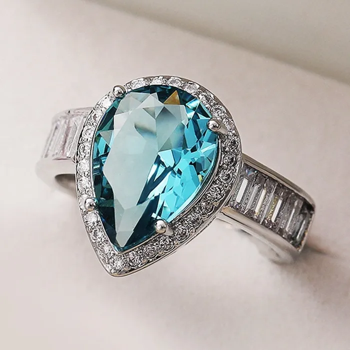 Minx London Rings Aquamarine Ring Aquamarine Diamond Ring Aquamarine with Diamond Ring Pear Shape Ring Blue Diamond Ring Aquamarine Engagement Ring