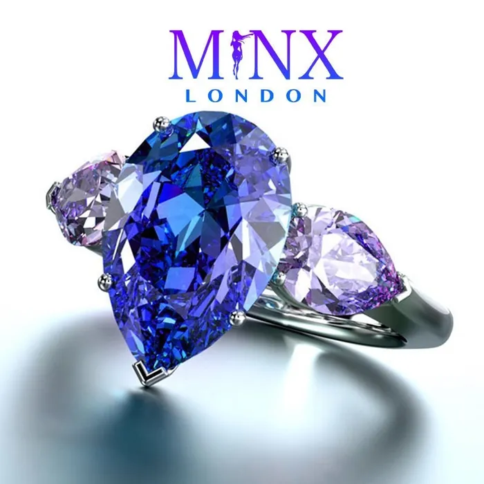 Minx London Rings Blue Diamond Ring Blue Diamond Engagement Rings Sapphire Blue Diamond Ring Pear Shape Ring Pear Engagement Ring Teardrop Ring