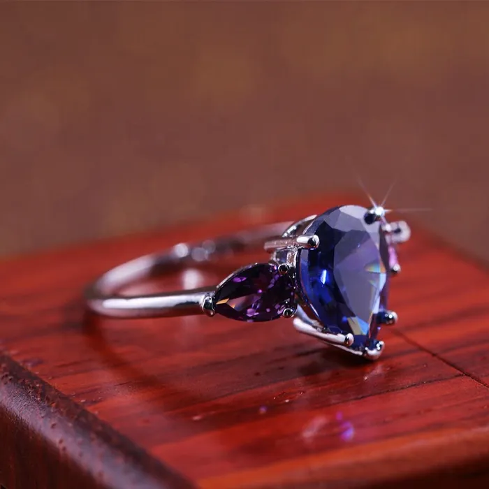 Minx London Rings Blue Diamond Ring Blue Diamond Engagement Rings Sapphire Blue Diamond Ring Pear Shape Ring Pear Engagement Ring Teardrop Ring