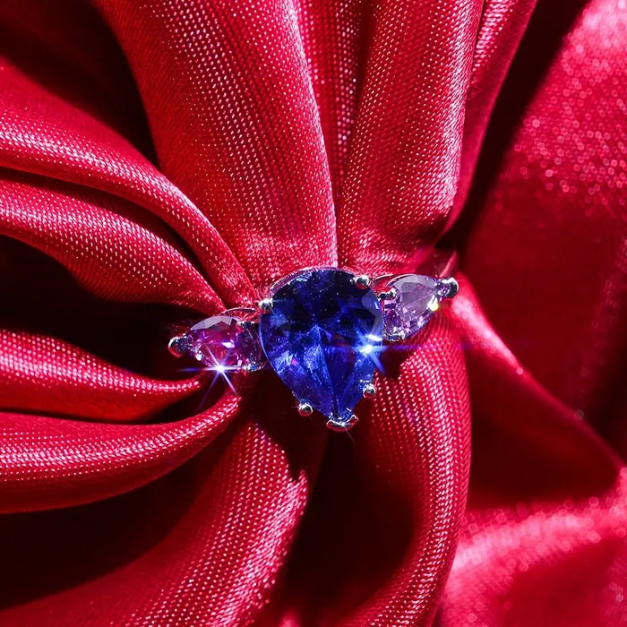 Minx London Rings Blue Diamond Ring Blue Diamond Engagement Rings Sapphire Blue Diamond Ring Pear Shape Ring Pear Engagement Ring Teardrop Ring