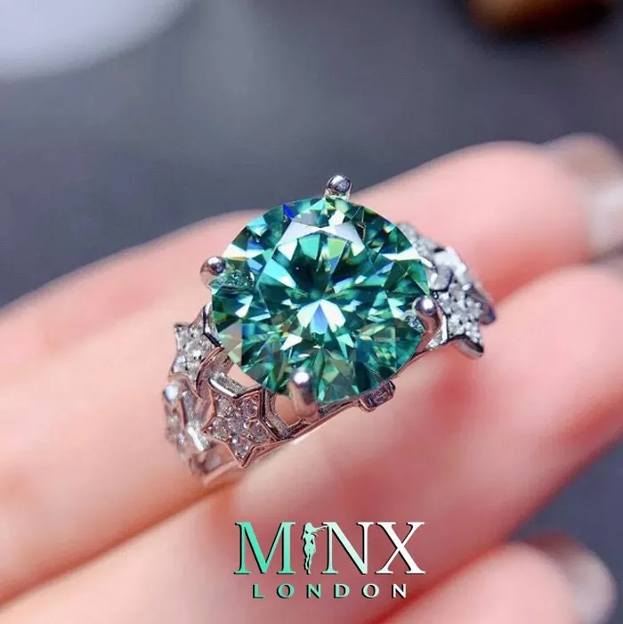 Minx London Rings Engagement Ring Green Diamond Ring Womens Promise Ring Diamond Star Ring Green Engagement Ring Tourmaline Ring Star Ring