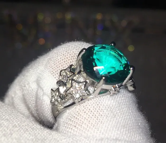 Minx London Rings Engagement Ring Green Diamond Ring Womens Promise Ring Diamond Star Ring Green Engagement Ring Tourmaline Ring Star Ring