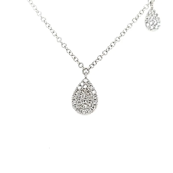 Necklaces Bassali 14k White Gold Asymmetrical Pear Diamond Dangle Necklace I7145 Necklaces Bassali 14k White Gold Asymmetrical Pear Diamond Dangle Necklace I7145