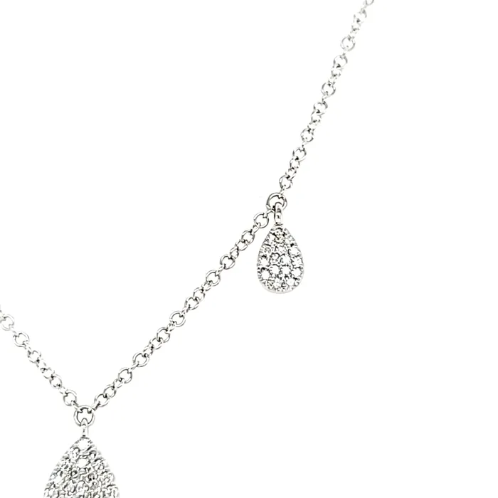 Necklaces Bassali 14k White Gold Asymmetrical Pear Diamond Dangle Necklace I7145 Necklaces Bassali 14k White Gold Asymmetrical Pear Diamond Dangle Necklace I7145