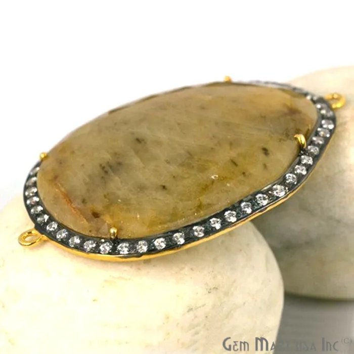 Necklaces GemMartUSA Natural Wonder Sapphire Cubic Zirconia Diamonds 31x47mm Gold Vermeil Over Sterling Silver Connector