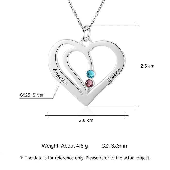 Necklaces Personalized 925 Sterling Silver Engraved Name Heart Birthstone Pendant Necklace Jewelry for Women customjewelryan